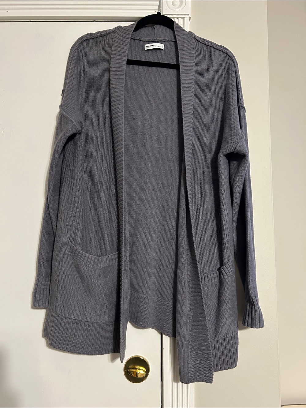 Sonoma women’s size large Open-Front Slate Gray Cardigan with Pockets